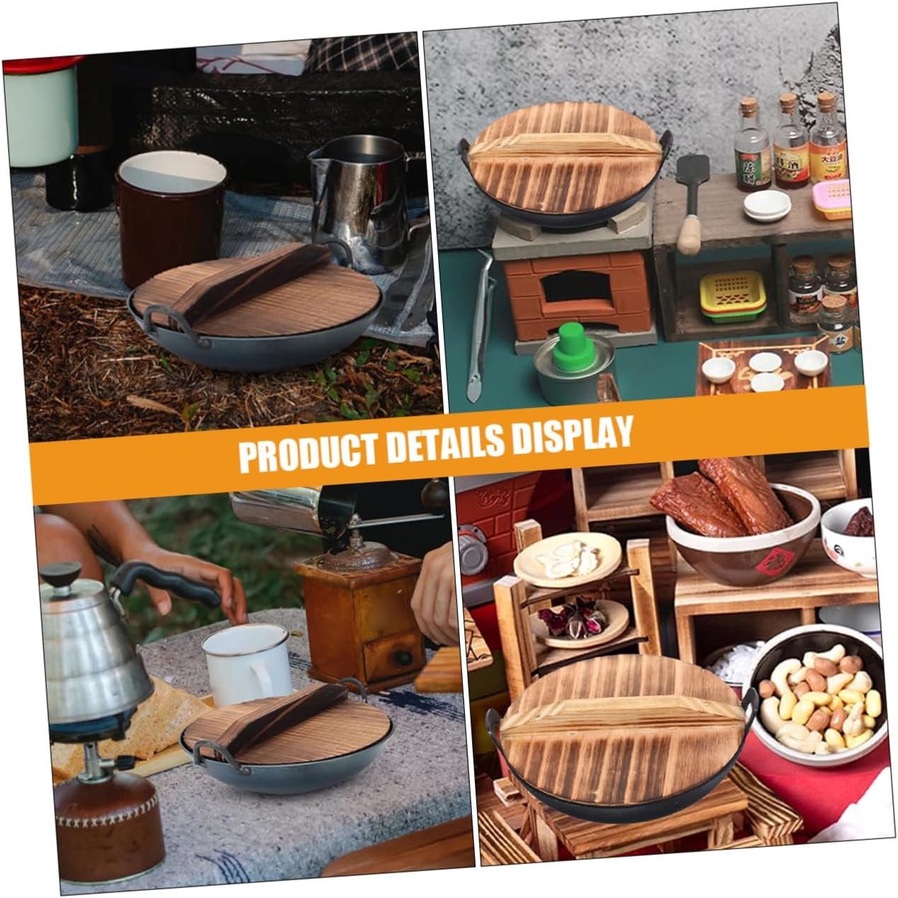 Garneck Mini Wok Di Ferro a Doppio Orecchio Mini Utensili Da Cucina Wok Della Casa Delle Bambole Accessori Da Cucina Da Gioco Di Dimensioni Mini Gadget Da Cucina in Miniatura Ferro Battuto