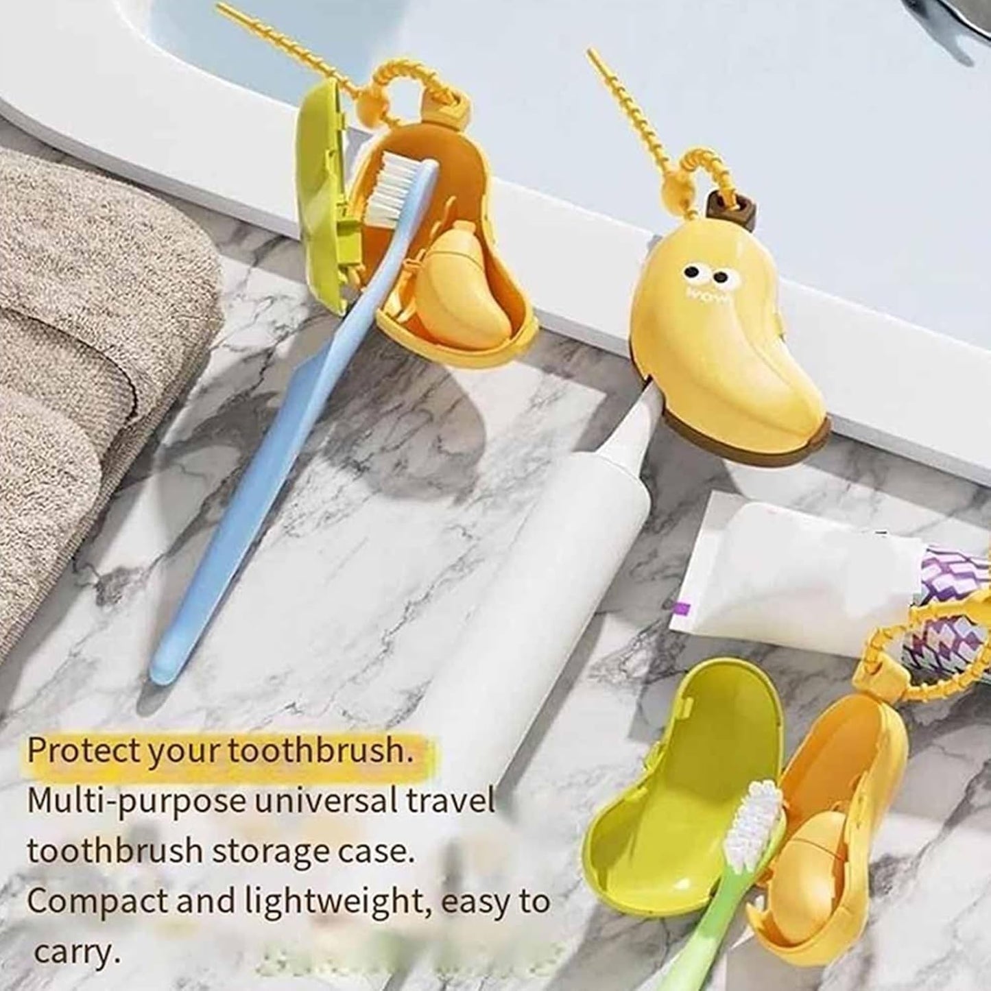 Generico Toothbrush Cover, Portable Protective Case, Compact Banana Design, Hygienic Travel Storage, Fun Cover for Kids, Adults, Outdoor Activities, Vacation, Daily Routines