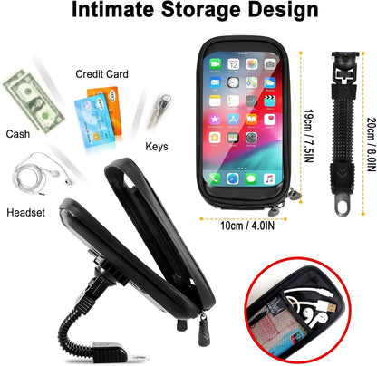 ENOENO Motorcycle Smartphone Holder Waterproof 360 Degrees Mobile Phone Holder for Motorcycle with Rain Cover for Mobile Phone Holder Motorcycle Rearview Mirror Up to 6.7 Inches