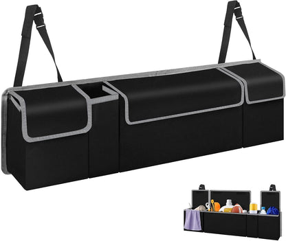 Car Boot Organiser, Car Trunk Organizer and Storage, Boot Storage Bags for Suv and Adjustable Buckle Straps Backseat Hanging Organizer for SUV, Truck, MPV, Waterproof