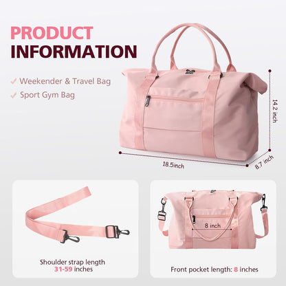 EASYFUN Travel Duffle Bag, Waterproof Weekender Carry On Tote Bags for Women, Men, Hospital Bag, Overnight Bag Luggage with Trolley Sleeve