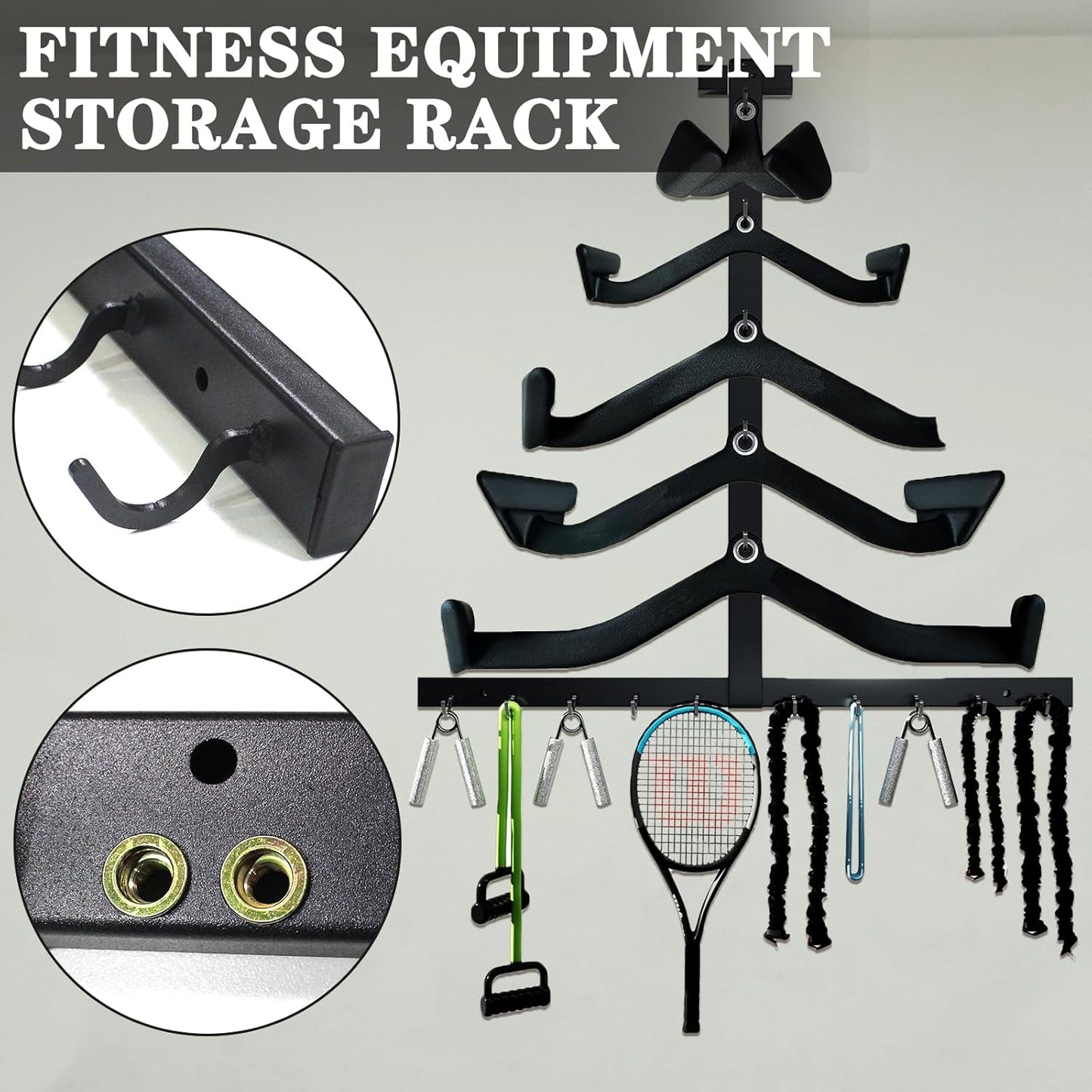 LAT Pull Down Bar Storage Rack, Gym Accessories Rack LAT Bar Organizer, LAT Pulldown Attachments for Different Cable Handles,Home Gym and Gym Wall Storage