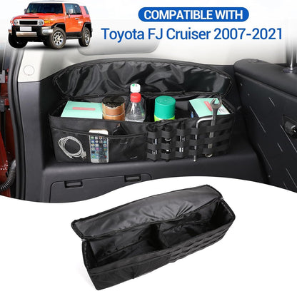 Car Trunk Organizer Compatible with Toyota FJ Cruiser 2007-2021, Rear Left Storage Organizer Multi-Compartment Oxford Cloth Car Storage Bag Space Saving, 1PCS, Black