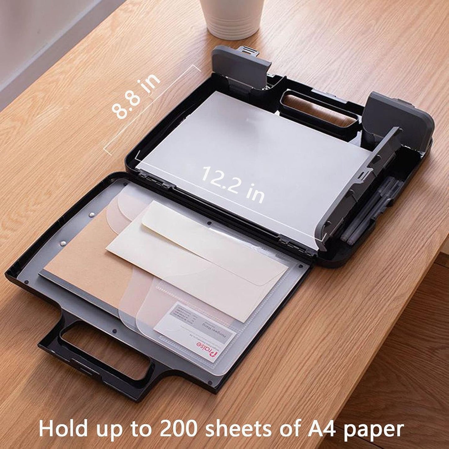 Tradetop Heavy Duty Clipboard With Storage Case, Portable Handle, Side-Opening Box, Letter/Legal Size, 14.5"x12"x1.75", Office Stationery