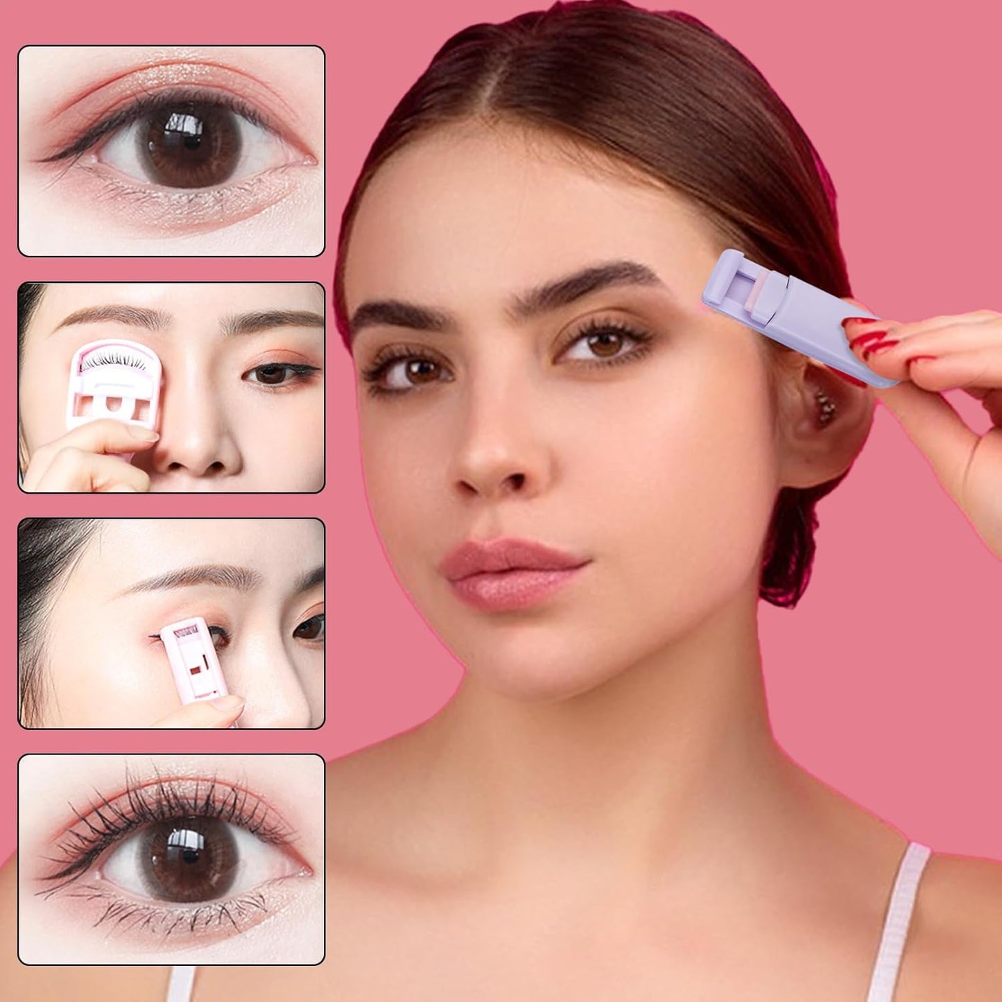 Eyelash Curlers, Natural Curl Beauty Tool, Precision Eyelash Lift Device, Anti Pinching Grip Handle, With Bonus Replacement Pad, Excellent for Travel Makeup Routine