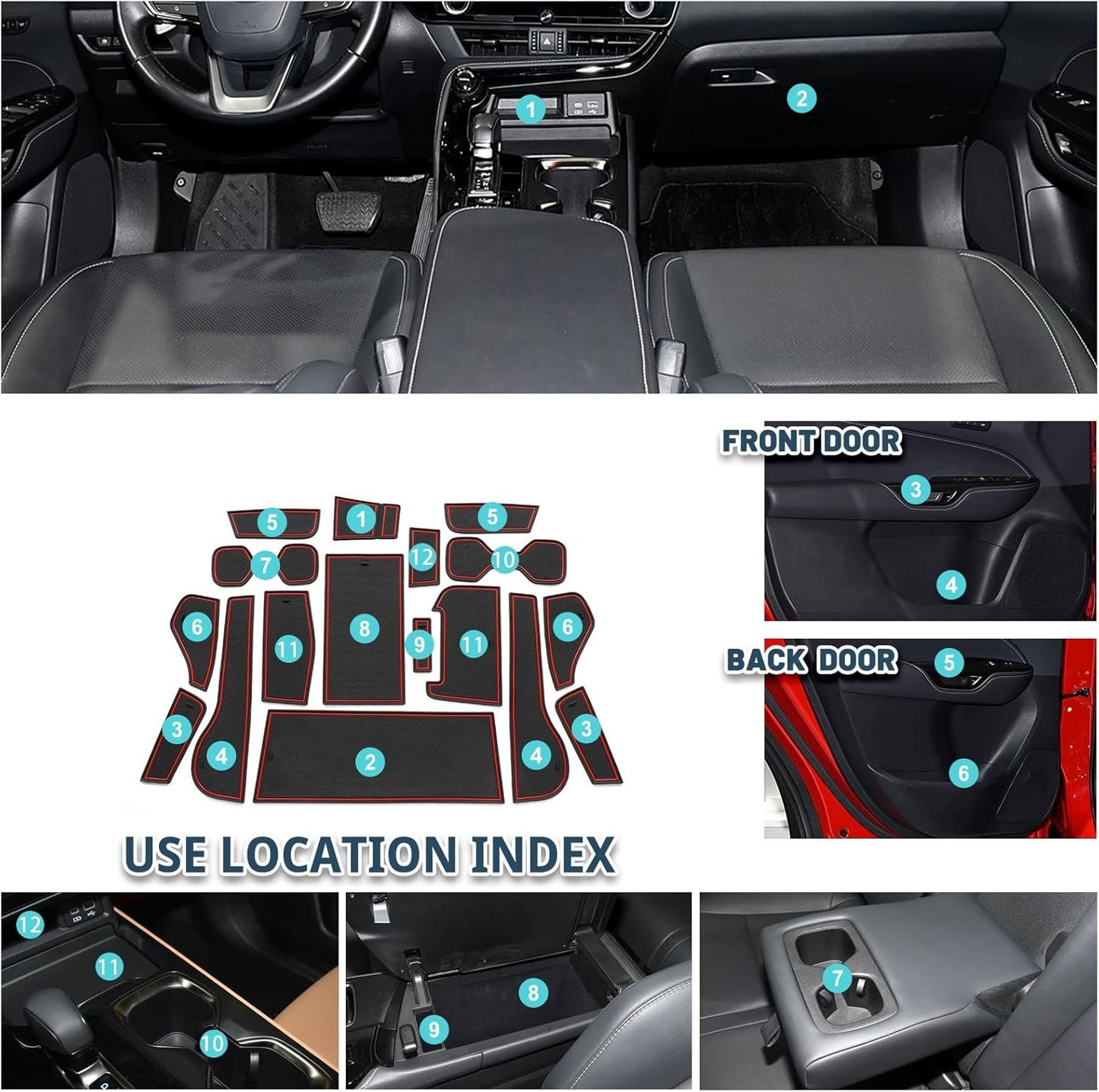 Door Slot Mats for 2022-2025 Lexus NX Accessories Non-Slip Dust Lexus NX 2022+ Pad Cup Door Mats 17PCS/Set Car Center Console Liner Mats 2022 2023 2024 2025 Lexus NX 250 NX 350 Interior Accessories