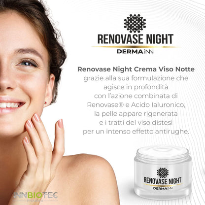 Renovase Night Anti-Wrinkle Face Cream – Anti-Wrinkle Cream – Hyaluronic Acid Face – Acyl Glutathione and Omega 3 – Anti-Wrinkle Night Cream – Anti-Inflammatory Action – Anti-Wrinkle for Men and Women