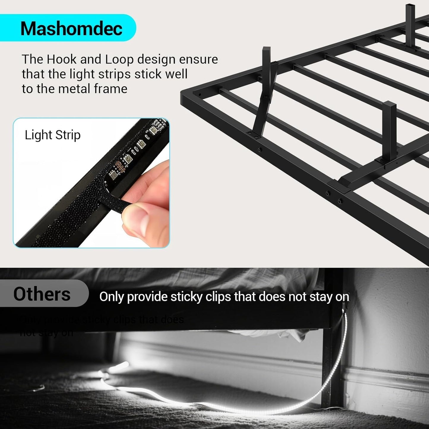 Floating Bed Frame King Size with Smart LED Lights, Modern Metal Platform Bed Base No Box Spring Needed - Easy Assembly and Noise Free