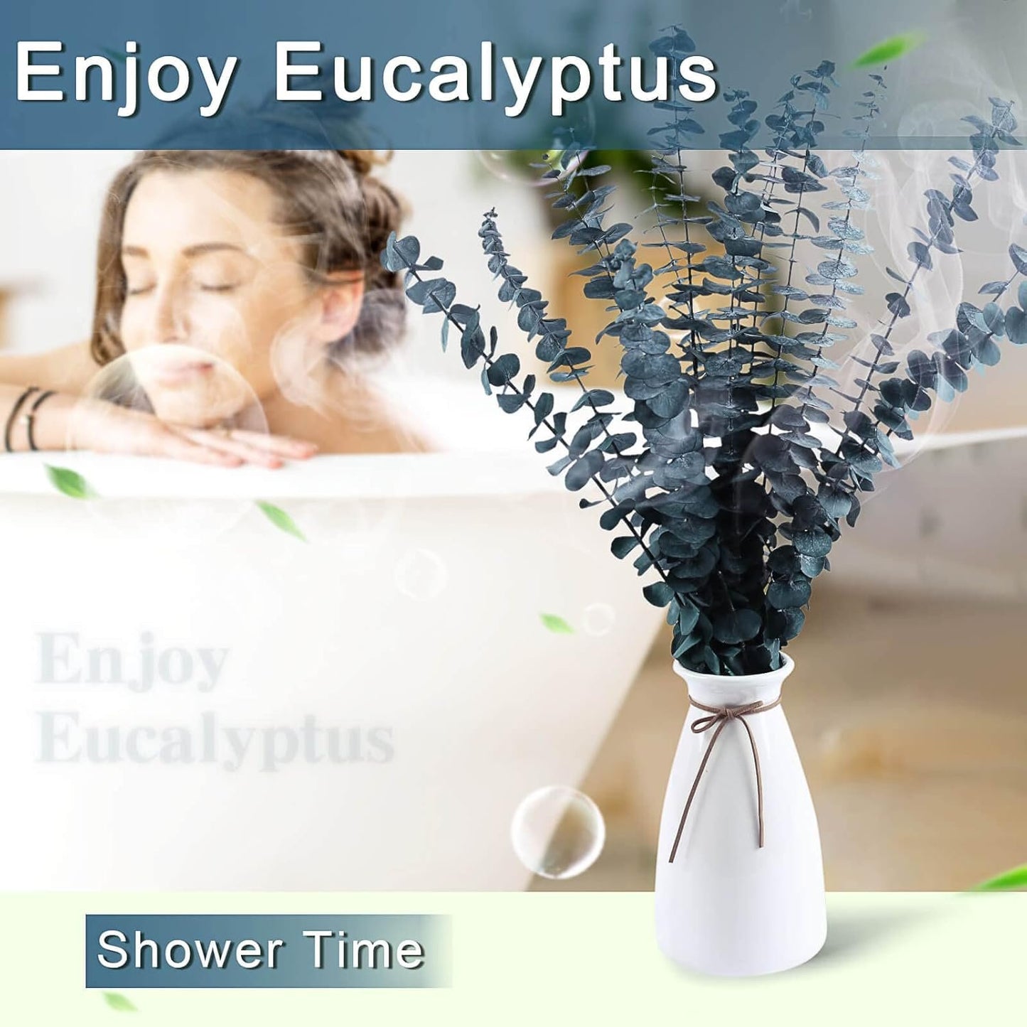 Preserved Dried Eucalyptus Stems Bundle - 12 PCS Blue Eucalyptus for Shower, 17" Natural Eucalyptus Bundle Real Greenery Fresh Leaves Plants, Aromatherapy SPA, Wedding Arrangements, Home Decor