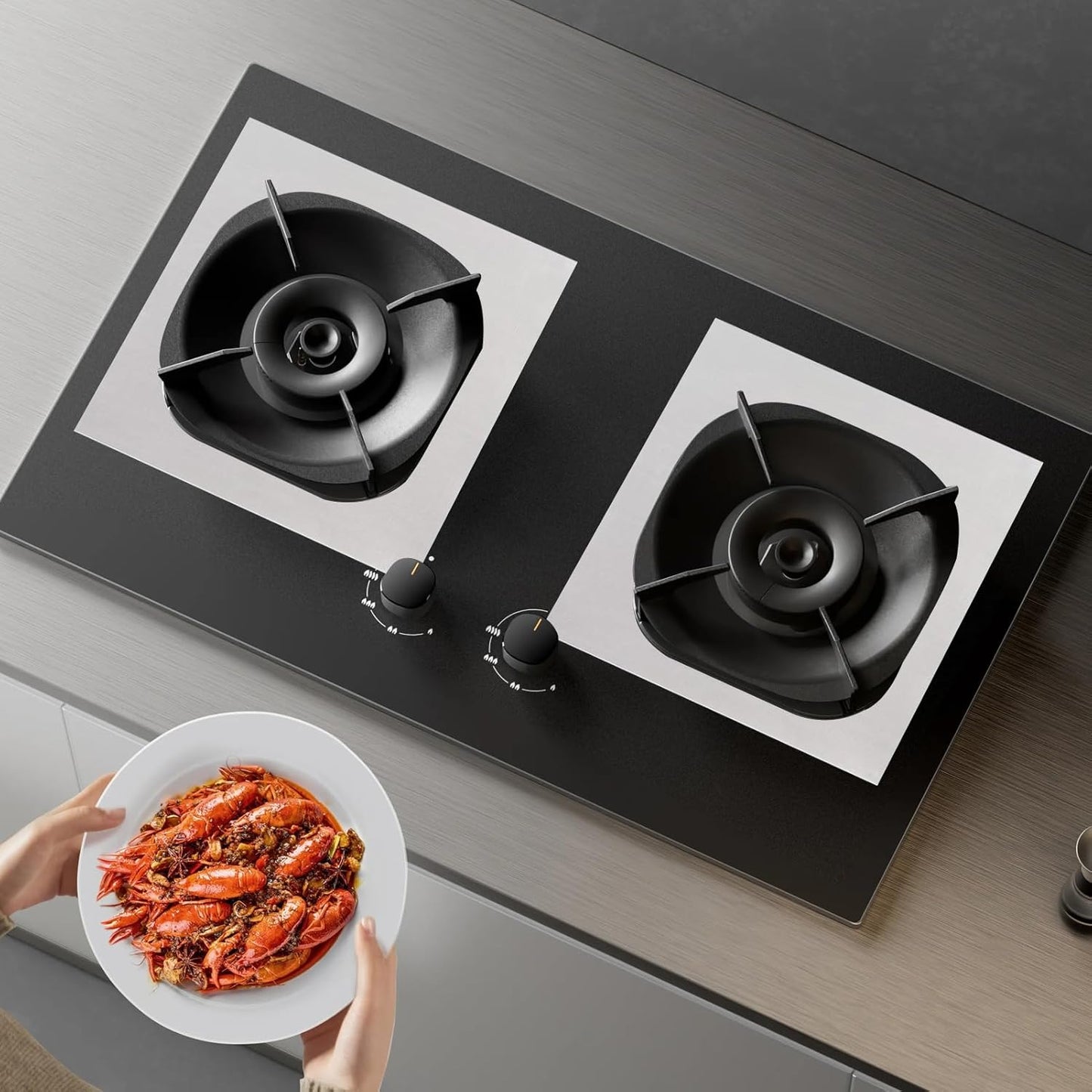Stove Top Covers Burners, 4x Burner Protector, Heat Resistant Reusable Anti Oil Cleaning Pads, Essential Kitchen Gadget 10.63x10.63 Inches for Cooking in Rvs, Restaurants