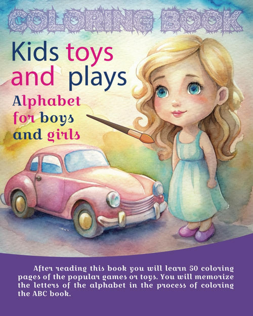 Coloring book plays and toys: alphabet for children