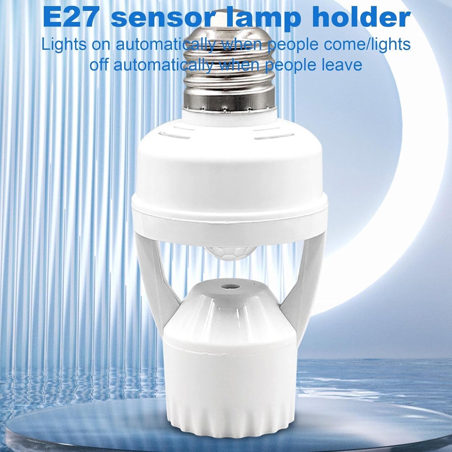 E27 Motion Activated Light Socket Adapter - Smart Bulb Holder With Auto On/Off Feature For Porch, Basement, And Storage Room - Motion Sensor Lamp Socket For Efficient Lighting Control - Ideal For
