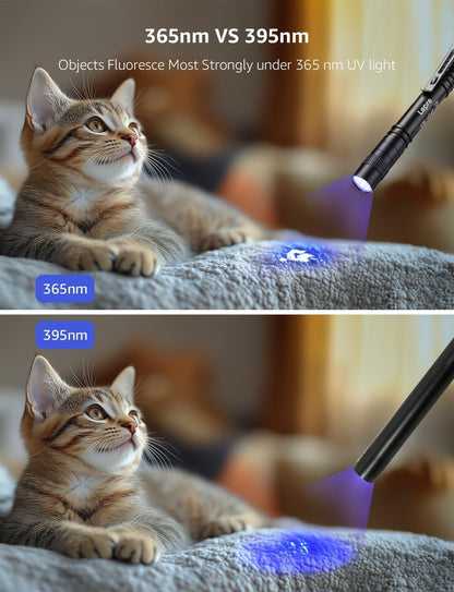 Lepro UV Light, LED UV Flashlight Pen UV Flashlight 365nm, LED Ultraviolet Flashlight Detector for Pet Urine, Cat Dog Stains, Bed Bug, Portable Blacklight Flashlight UV Pen Light
