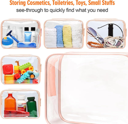 TSA Toiletry Bag -3 Pack Clear Makeup Bag Quart Size Bags, H HOME-MART Travel Makeup Cosmetic Bag for Women, Carry on Airport Airline CompliantBag