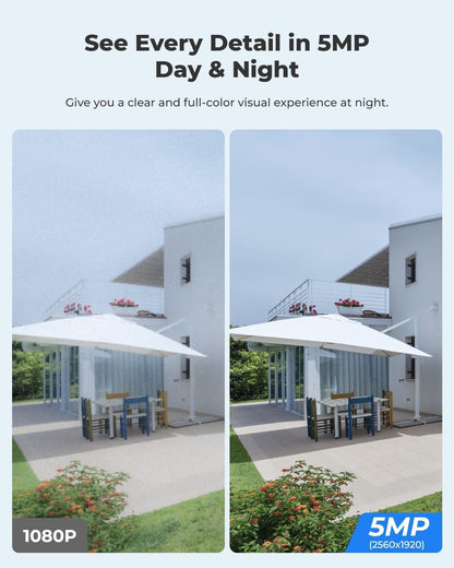 REOLINK Security Camera Wireless Outdoor, Pan Tilt Solar Powered 5MP Night Vision, 2.4/5 GHz Wi-Fi, 2-Way Talk, Works with Alexa/Google Assistant for Home Surveillance, Argus PT with Sun-Powered Panel