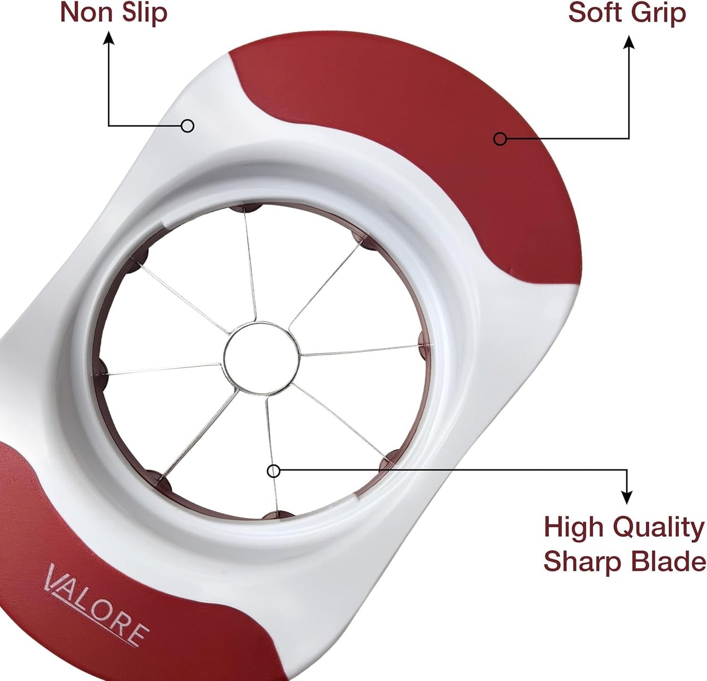 Valore Soft Grip Food Slicer with 3 Blades - Apple Slicer, French Fry Cutter, Mango Slicer - Great Meal Prep Kitchen Accessory - Easy to Use 3 in 1 French Fry, Mango and Apple Cutter with