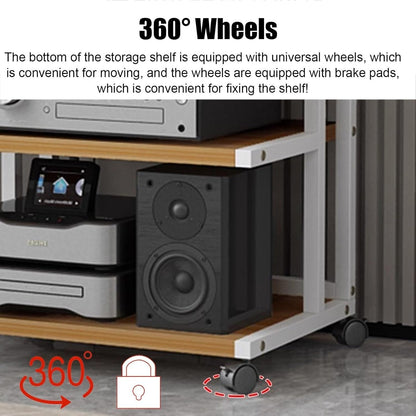 C-Shaped 2-Tier Media Storage Cart with Side Table for Office Home Studio Rolling Organizer Holder for Streaming Devices Space Saving Rack (45cm High)