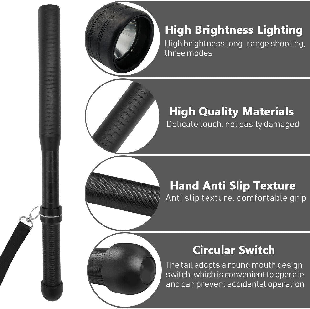Ultra Bright 2200000LM LED Security Stick Torch Rechargeable Tactical Flashlight