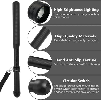 Ultra Bright 2200000LM LED Security Stick Torch Rechargeable Tactical Flashlight