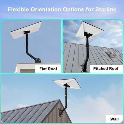 Mwin Starlink Gen 3 Mount, 180° Adjustable Starlink Mounting Kit Compatible with Gen 3, Starlink Pole Mount and Starlink Gen 3 Pipe Adapter, Wall Mount Roof Mount for Starlink Internet Kit Satellite