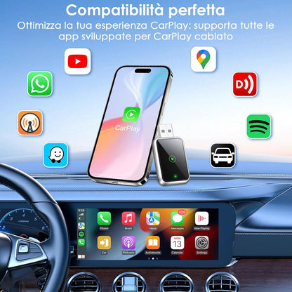 CarPlay Wireless Adapter 2025 Upgrade, Wired to Wireless Converter, Plug & Play USB C/A, Compatible with iPhone iOS 10+ and Cars with CarPlay