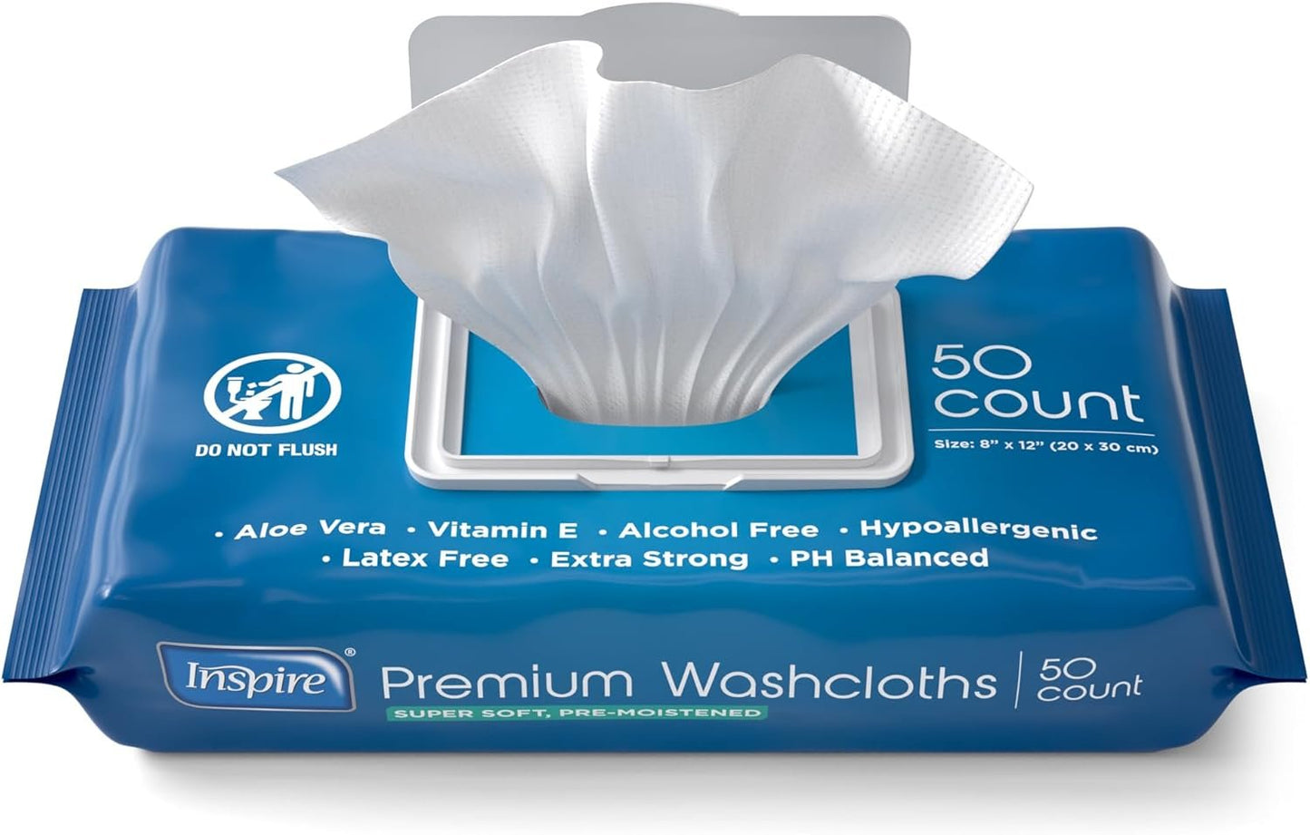Inspire Adult Wet Wipes, Adult Wash Cloths, Adult Wipes for Incontinence & Cleansing for Elderly, 8"x12" (200 count)
