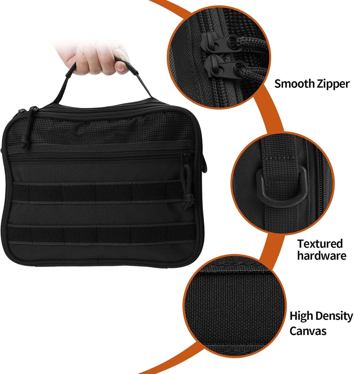 SMONT Mens Toiletry Travel Bag With Double Side full Open Design Travel Toiletry Organizer Dopp Kit Shaving Hygiene Bag Bathroom Hanging Toiletry Bag for Short Trips Tactical Toiletry Bag, Black