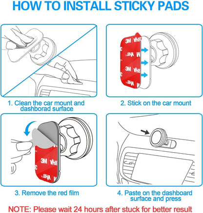 3M Sticky Adhesive Replacement for Magnetic Dashboard Car Mount Holder Base, volport 5 Pack Rectangle Heat Resistance Double Side Tape VHB Sticker Pads for Dash Magnet Phone Mounts & Ring Grip Socket