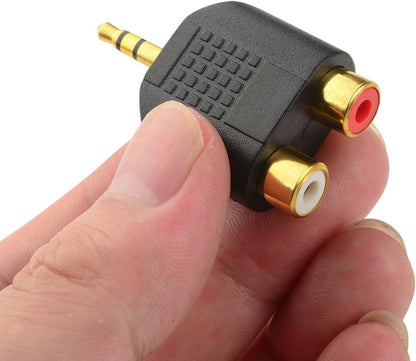 CERRXIAN LEMENG (2-Pack) Gold Plated 3.5mm Stereo to 2-RCA Male to Female Audio Splitter, Dual RCA Jack Adapter