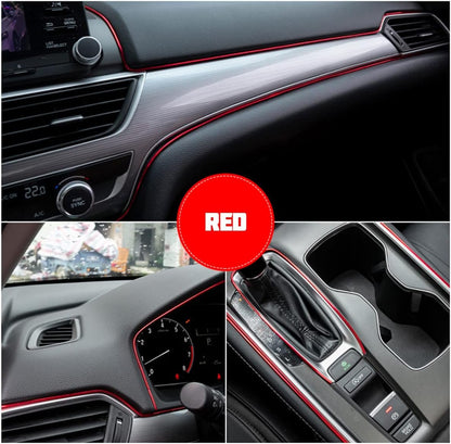 XINLIYA Car Interior Moulding Trim Strips, 33Ft/10M Universal Electroplating Decoration Filler Insert Strips, Styling Dashboard DIY Flexible Strip, Garnish Accessory with Installing Tool（Red）