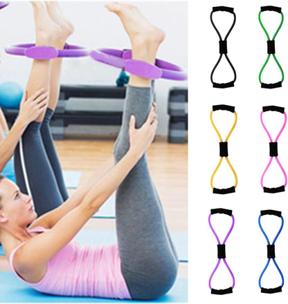 Pilates Essentials Kit for Women, Yoga Sets Pilates at Home Equipment Pilates, Magic Ring Booty Bands for Working Out Glutes Yoga Ball 25cm Figure 8 Resistance Band for Stretching
