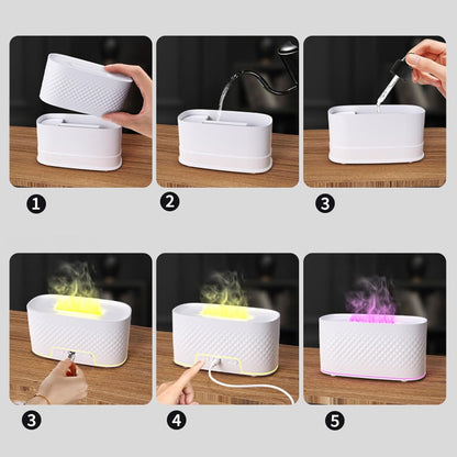 Flame Air Diffuser | Flame Humidifier with Auto Shut-off and USB Charging, 2 Spray Modes Aroma Fire Pit Diffuser Humidifier Flexible Humidity Control Diffuser for