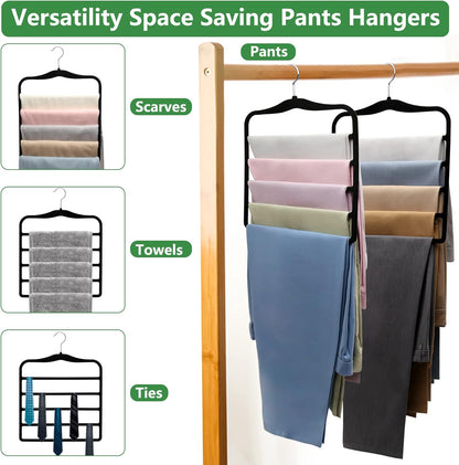 Closet Organizers and Storage,3 Pack Organization and Storage Pants-Hangers-Space-Saving,Velvet Hanger for Dorm Room for College Students Girls Boys Guys Hanging Jean Scarf