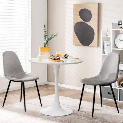 SILKYDRY Round Dining Table, 32” Tulip Table with Circular Tabletop & Metal Pedestal, Bistro Table for 2-4 Person, Mid-Century Modern Leisure Table for Home, Office, Cafe, Pub, Easy Assembly (White)