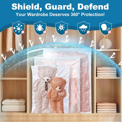 GGH 5 Pack Vacuum Storage Bags with Electric Pump, Large Vacuum Seal Bags for Clothing, Comforters, Blankets - Space Saver Compression Bags for Travel & Home Organization