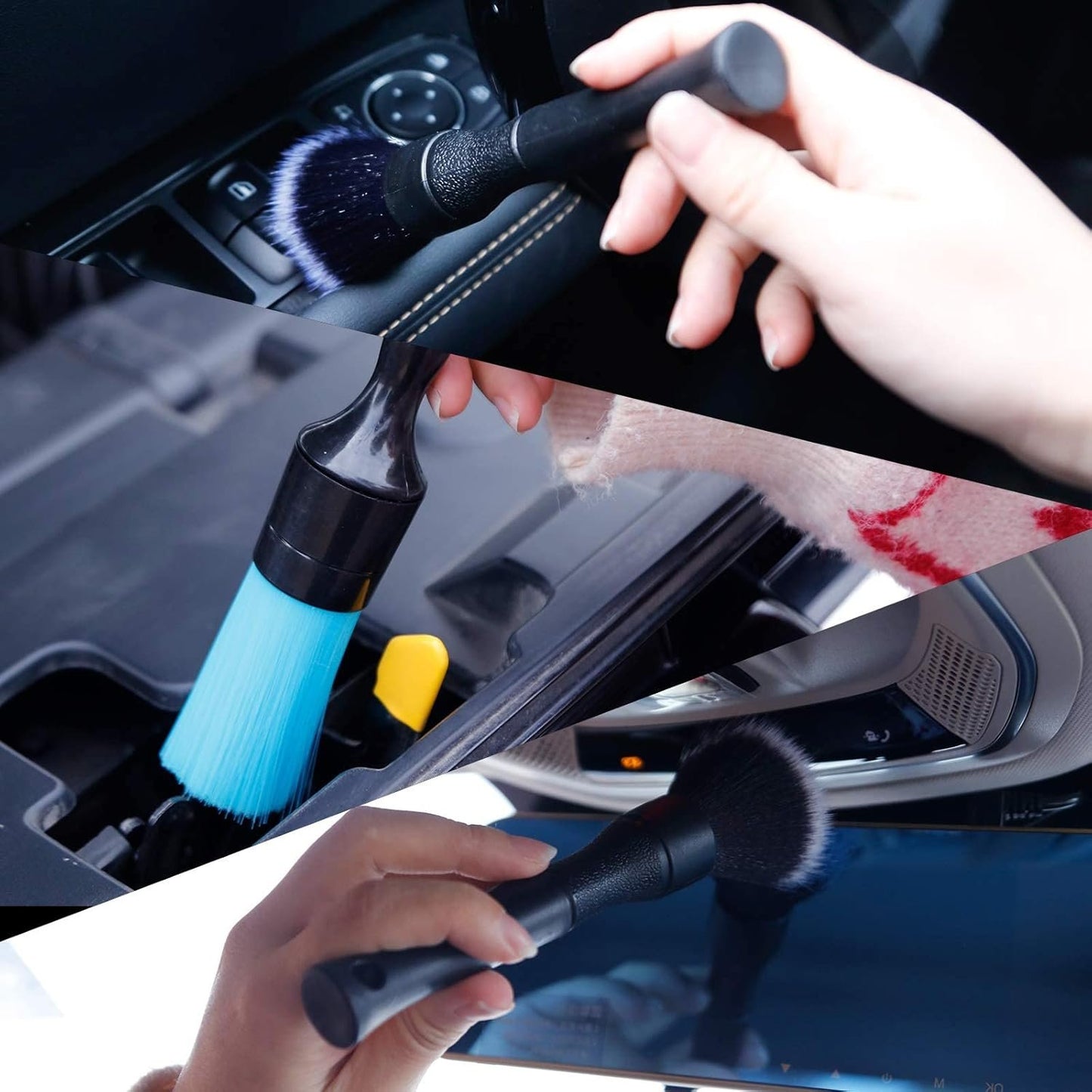 AntBooBoo 3 Pack Ultra-Soft Detailing Brush Set, Comfortable Grip and Scratch-Free Cleaning for Exterior, Interior Panels, Emblems, Badges, Gauge Cluster, Infotainment Screen