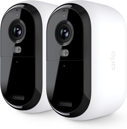 Arlo Essential Security Camera 2K | Outdoor-Indoor | 2nd Gen | Wireless with Spotlight, 2-Way Audio, Color Night Vision, Live Stream, Motion Activation, Real Time Notifications - White, 2 Camera