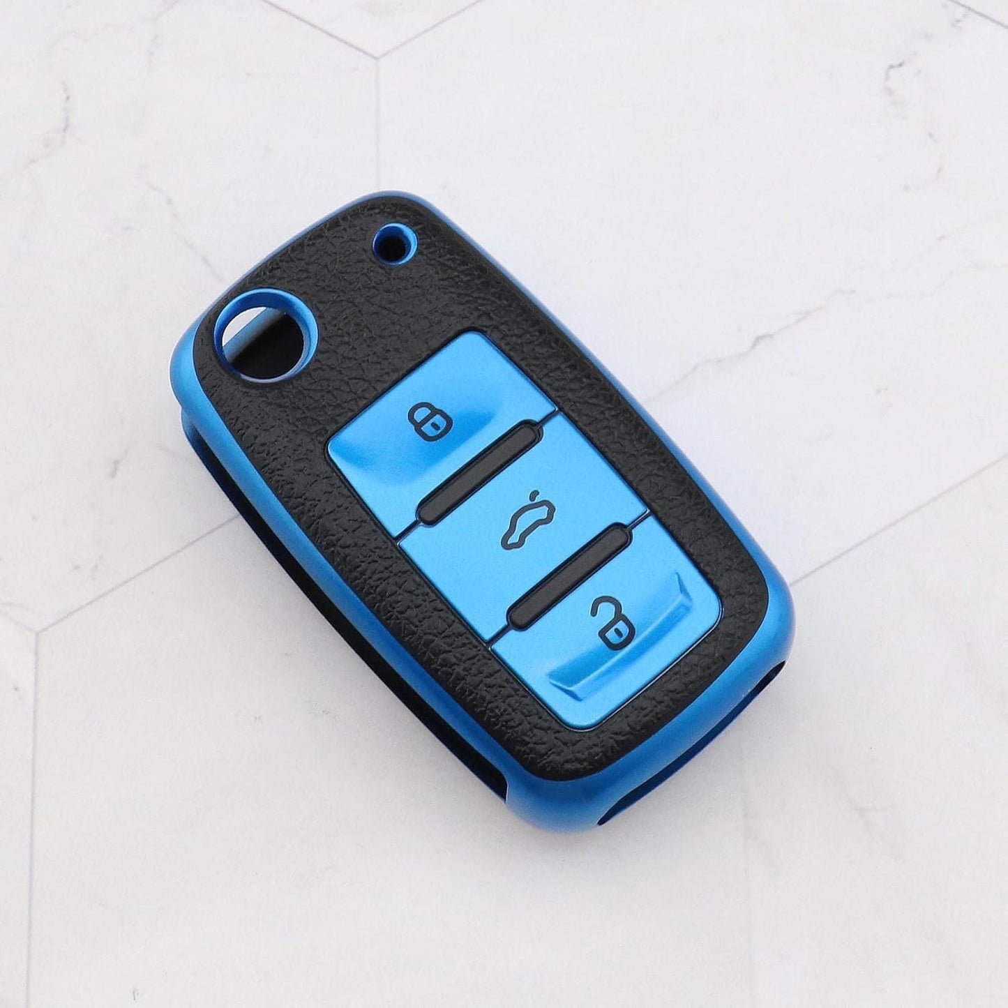 SING F LTD 3 Button Remote Car Key Case Shell Cover Flip Folding Key Protector Compatible with Altea Alhambra Fabia Citigo Automotive Interior Accessories Blue TPU