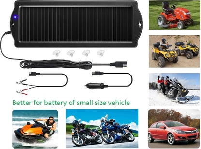 Sunway Solar Car Battery Trickle Charger & Maintainer 12V Solar Panel Power Charger With Cigarette Lighter Plug Battery Clamp For Car, Automotive, Motorcycle, Boat, Marine, Snowmobile, Watercraft, RV