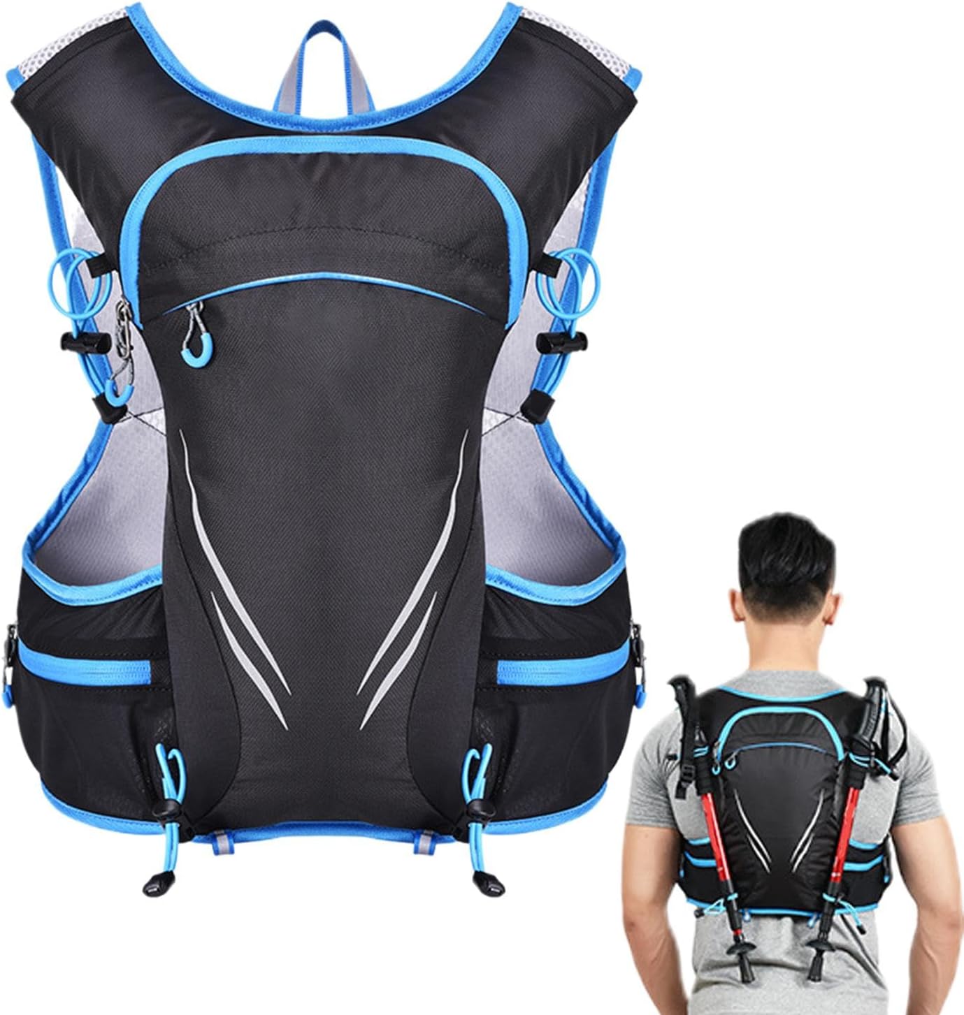 Sports Trail Backpack, Men's Chest Bag, Outdoor Workout Gear, Large Capacity Vest Reflective Safety Bag Hiking Trail Vest Workout Chest Pack Men's Sports Gear Trail Running Backpack, blue, Please