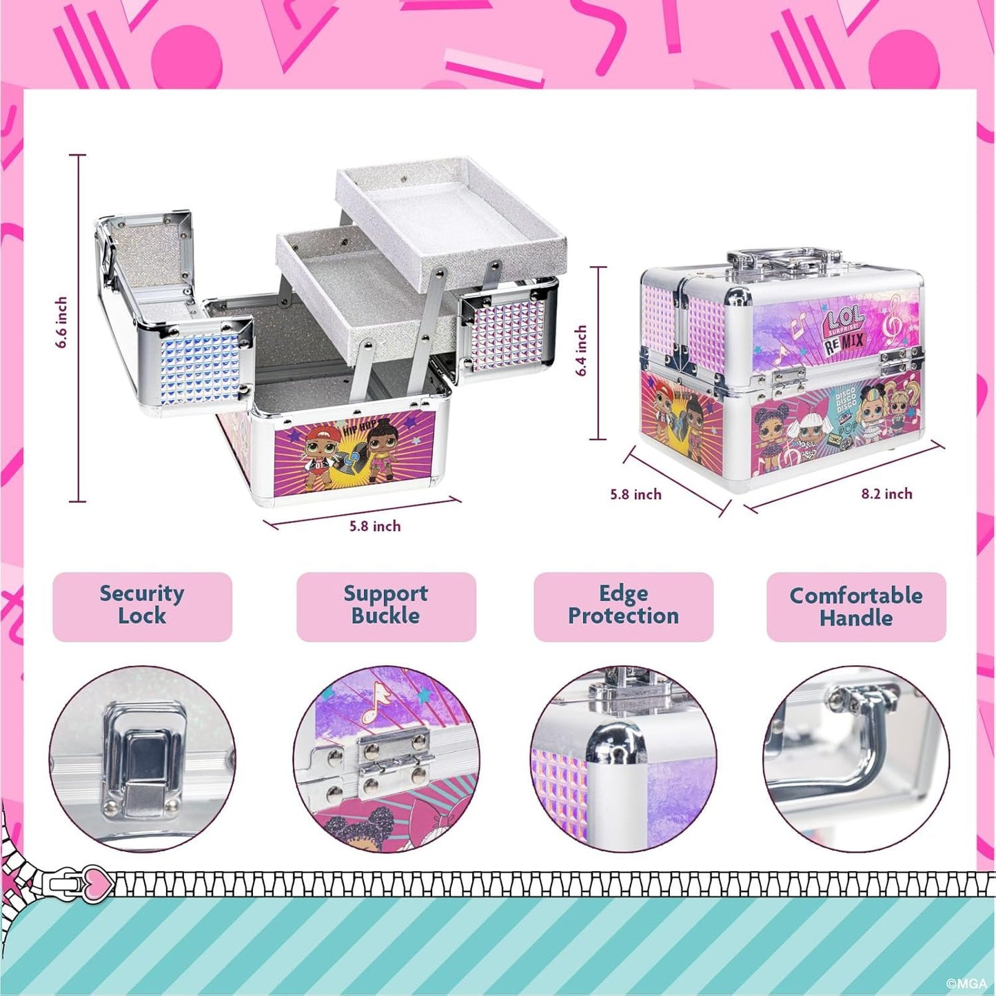 L.O.L Surprise! Townley Girl Train Case Cosmetic Makeup Set Includes Lip Gloss, Eye Shimmer, Nail Polish, Hair Accessories & more! for Kids Girls, Ages 5+ perfect for Parties, Sleepovers & Makeovers