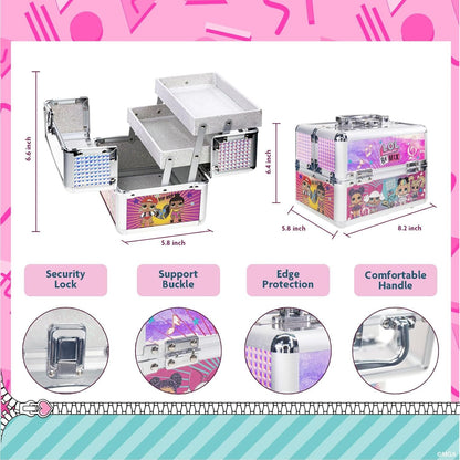 L.O.L Surprise! Townley Girl Train Case Cosmetic Makeup Set Includes Lip Gloss, Eye Shimmer, Nail Polish, Hair Accessories & more! for Kids Girls, Ages 5+ perfect for Parties, Sleepovers & Makeovers