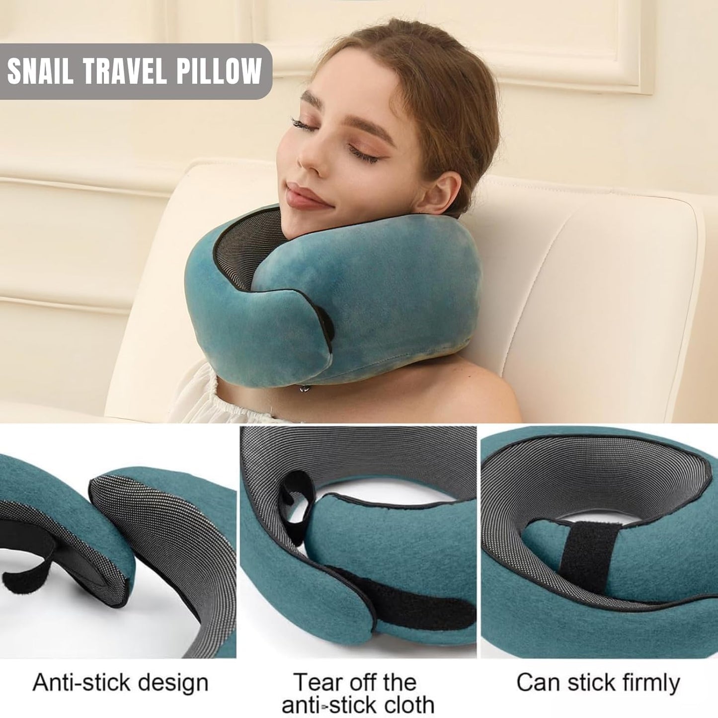 Neck Travel Pillow | Memory Foam Neck Pillow for Comfort on Airplane | Compact and Ergonomic Design for Travel, Car Rides, Home Use | Ideal for Adults Kids (Peacock Blue)