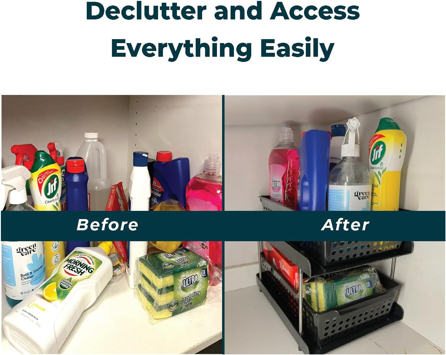 2-Tier Pull-Out Sliding Drawers – Kitchen Countertop Organizer, Under Sink Organizer, Pantry Organizer, Bathroom Storage, Home Storage & Organization, Shelf & Wardrobe Organiser