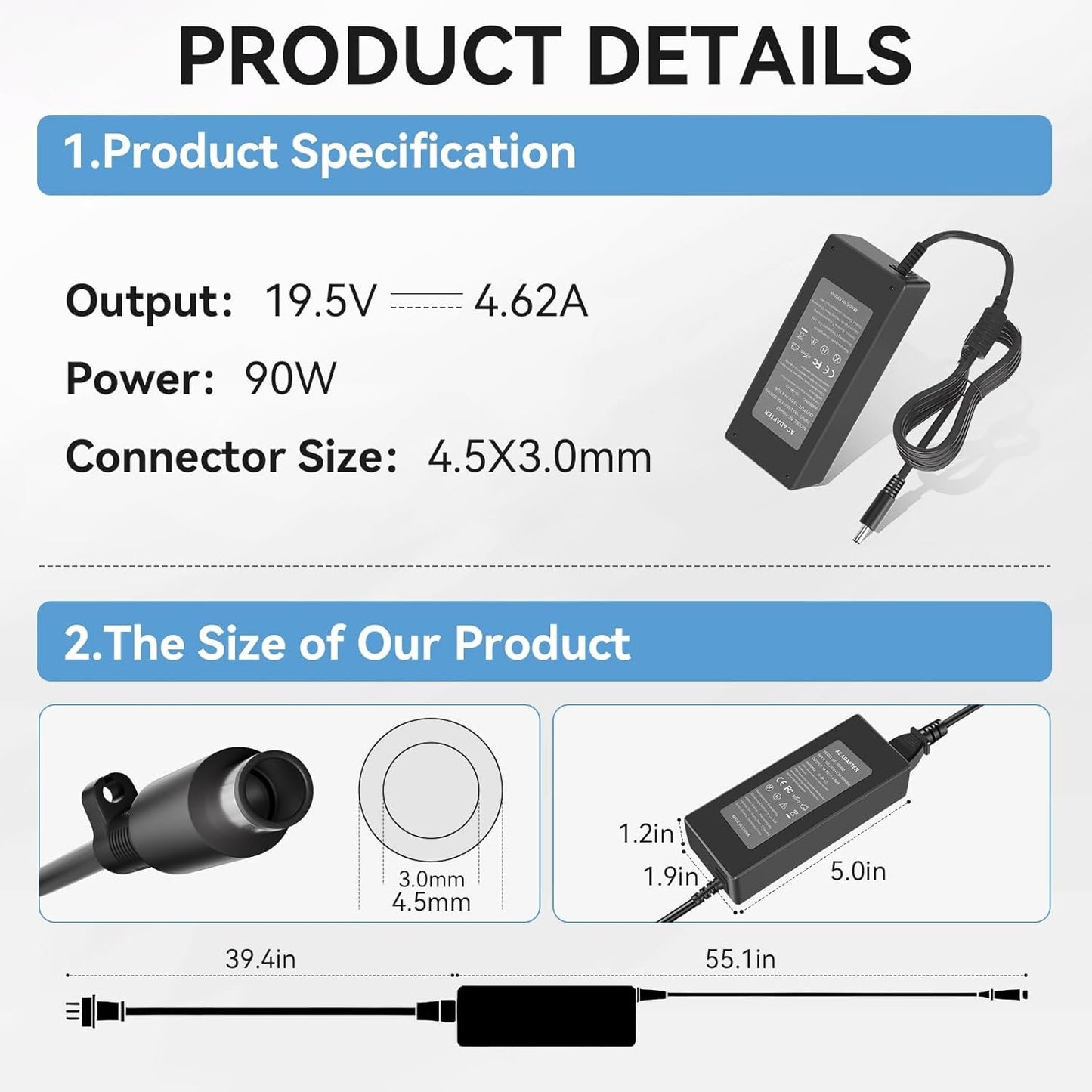 90W AC Adapter for Dell Optiplex Micro 9020 7050 7020 7010 7040 3050 7060 5050 5060 7070 3060 3070 3080 Micro Desktop Power Supply LA90PM111