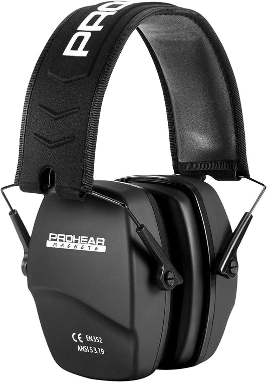 PROHEAR 016 Ear Protection Safety Earmuffs for Shooting, NRR 26dB Noise Reduction Slim Passive Hearing Protector with Low-Profile Earcups, Foldable Ear Defendars for Gun Range, Hunting (Black)