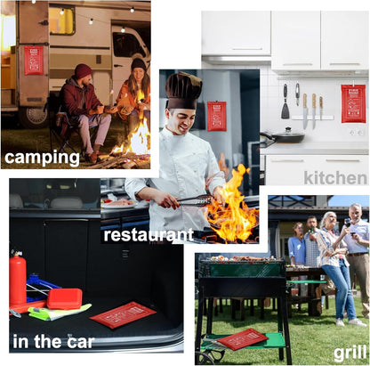 Emergency Fire Blanket - 2/4 Pack - Fire Suppression Blanket for Kitchen, 40" x 40" Fire Blanket for Home, Fiberglass Fire Blanket for Grill, Car, Fireplace, Office, Warehouse