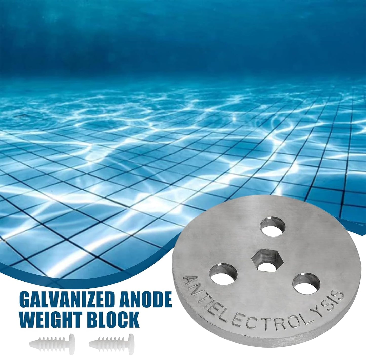 Zinc Anode, Saltwater Pool Plate, 3.15x3.15x0.39inch, Equipment Protection Accessory, Resistant Block, Standard Size, Ideal for Outdoor, Indoor, Swimming Pool Use