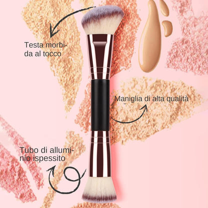 Double Ended Makeup Brush - Foundation & Powder Ends | Blending & Contour Brush | Soft and Precise, Concealer, Natural Make-up, Essential Accessory for Adults