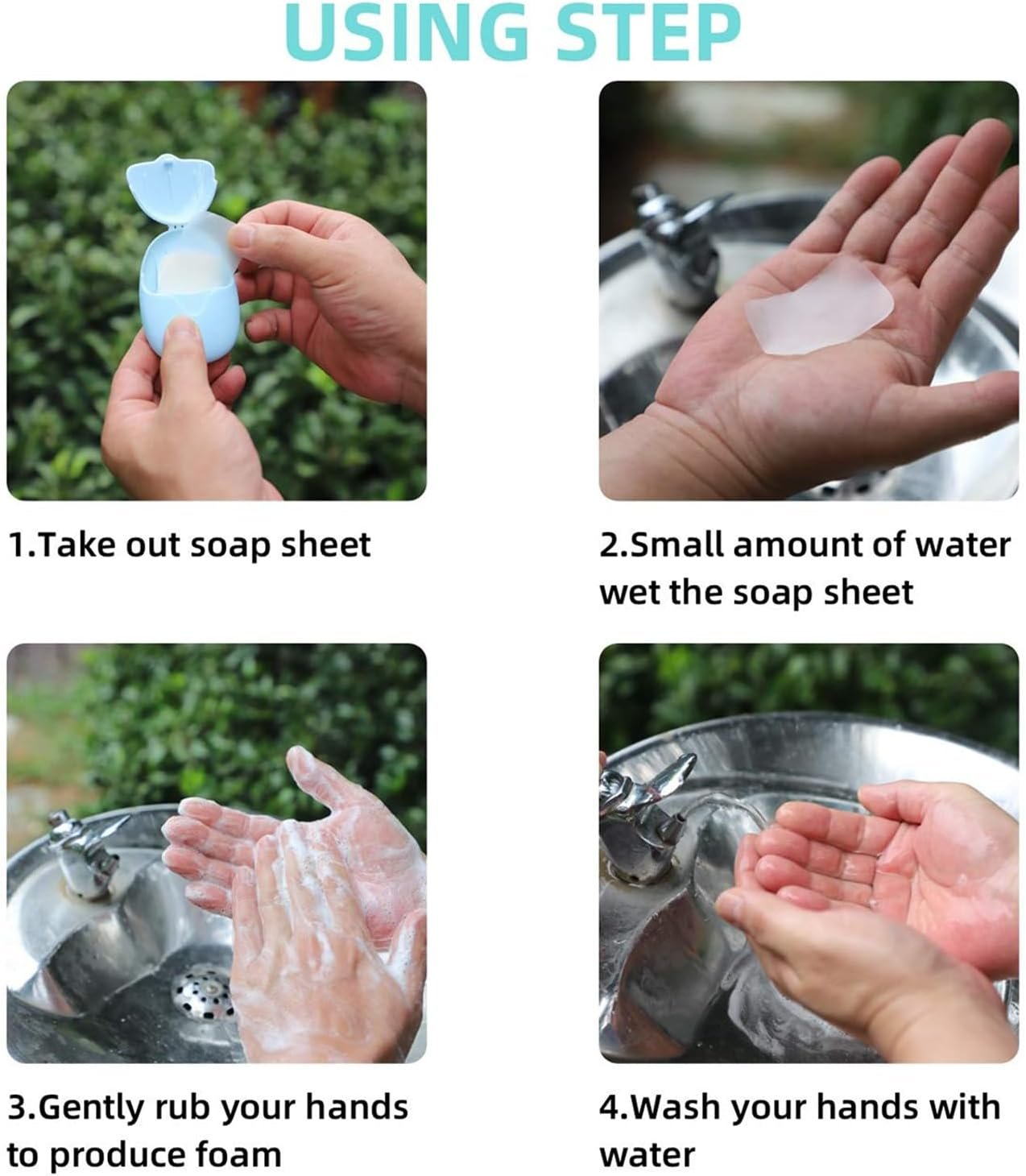 Taicols Foaming Paper Soap Flakes, 6 Boxes (300 Sheets) Portable Travel Soap Paper Sheets, Mini Disposable Paper Soap Sheets with Storage Box for Home Travel Outdoor Activities Washing Cleaning Hand